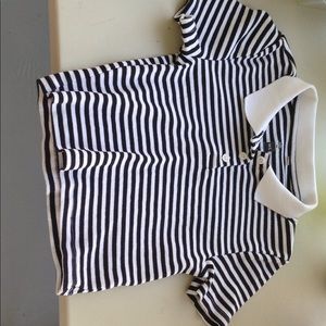 Black and White striped collared crop top